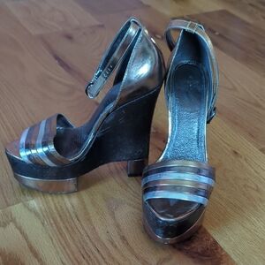 Topshop Metallic Strappy Heels
